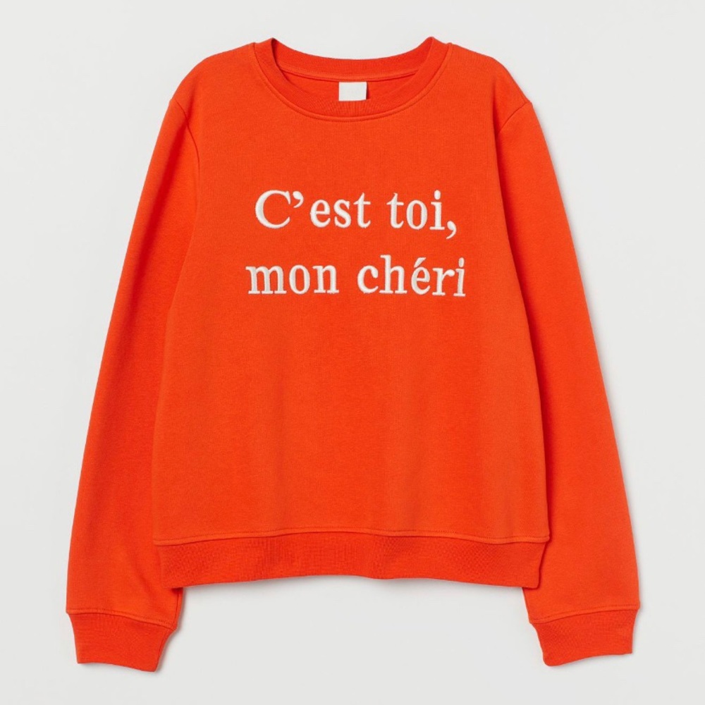 H&M Orange Graphic Sweatshirt "C'est toi, mon chéri"